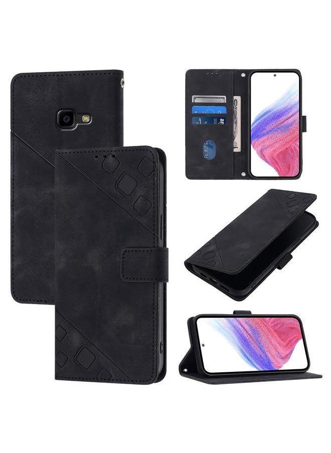 إيروريكس - جراب هاتف من الجلد المنقوش لهاتف Samsung Galaxy Xcover 4s (أسود) - Image 1