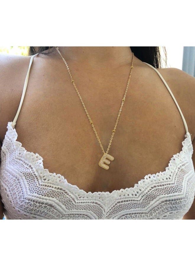 FUTIMELY Women's Gold Initial Necklace | Puffy Alphabet Pendant | Personalized Name Gifts | Trendy Balloon Chain With Zircon Crystals, 14 inches, Gold, zircon crystal - Image 5