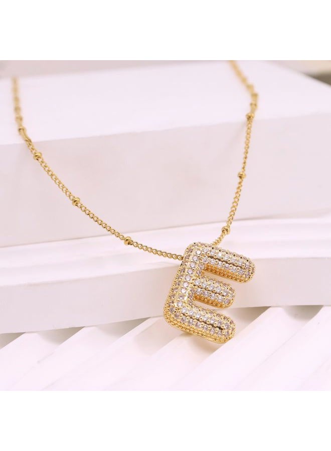 FUTIMELY Women's Gold Initial Necklace | Puffy Alphabet Pendant | Personalized Name Gifts | Trendy Balloon Chain With Zircon Crystals, 14 inches, Gold, zircon crystal - Image 4