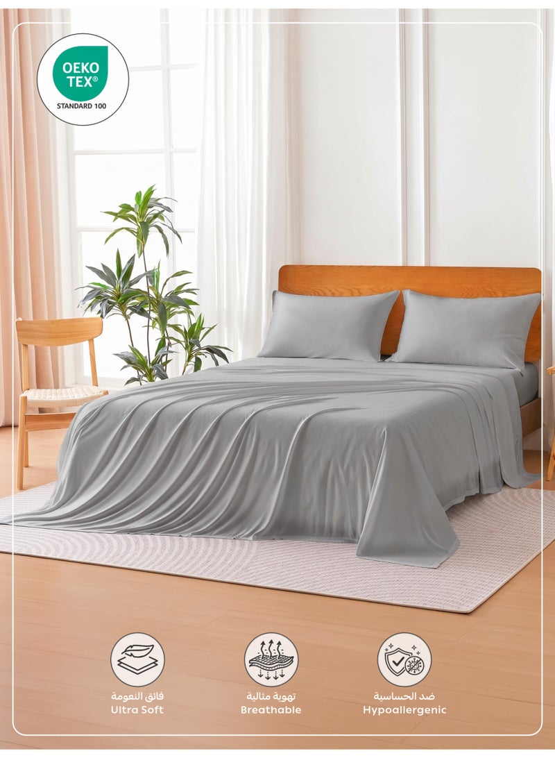 Donetella 4-Piece Super King Bed Sheet Set – Fits 200×200+35 cm – Ultra Soft Brushed Microfiber – Extra Deep Pocket, Secure Elastic All Around – 1 Flat Sheet, 1 Fitted Sheet & 2 Pillowcases, All-Season Comfort – Wrinkle & Fade Resistant, Hypoallergenic - Image 2