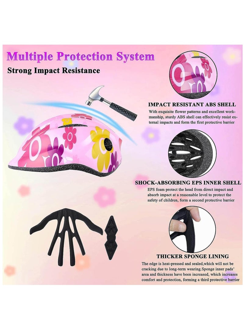 Arabest Kids Bike Helmet, Sports Protective Gear with Knee Pads and Elbow Pads, Children Protective Gear Kit for Skateboarding(Pink) - Image 4