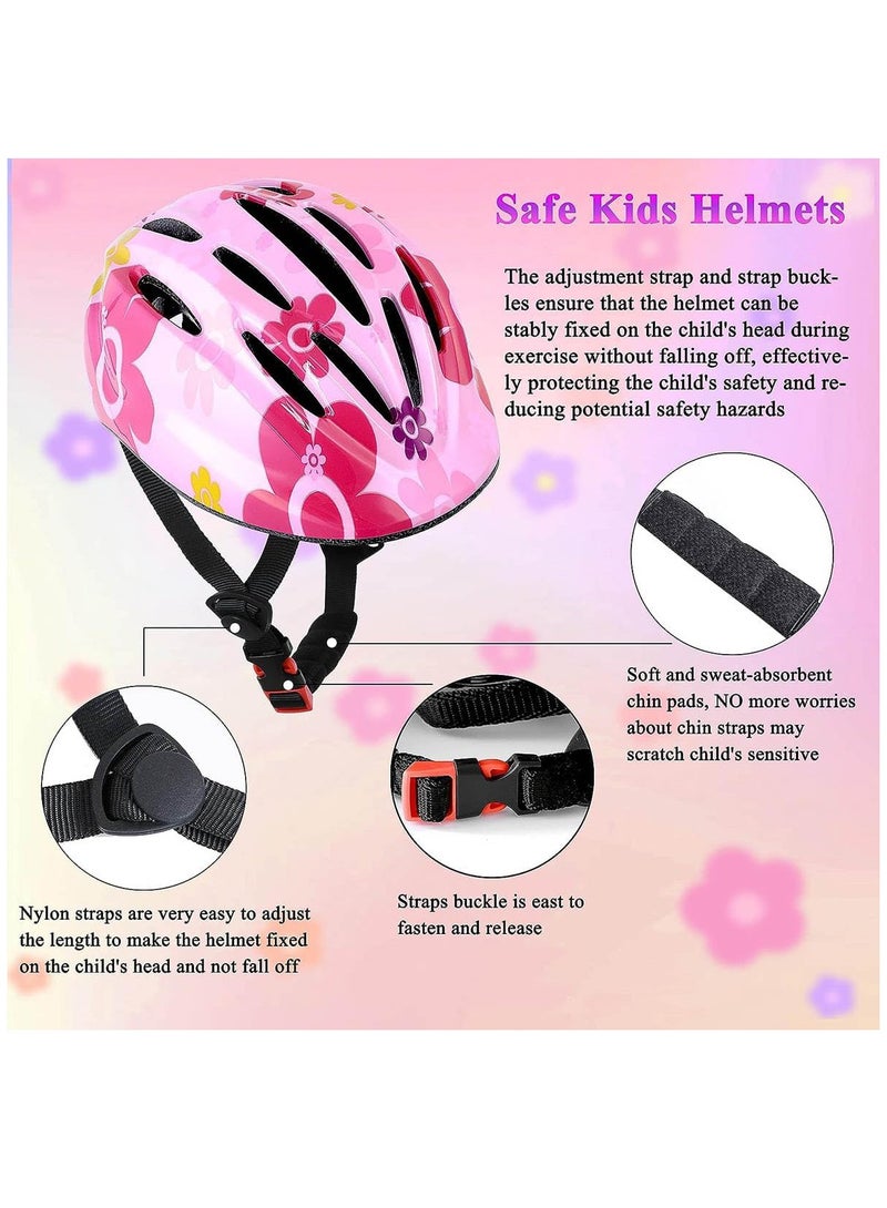 Arabest Kids Bike Helmet, Sports Protective Gear with Knee Pads and Elbow Pads, Children Protective Gear Kit for Skateboarding(Pink) - Image 5