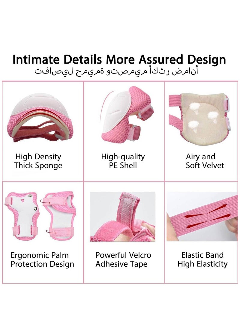 Arabest Kids Bike Helmet, Sports Protective Gear with Knee Pads and Elbow Pads, Children Protective Gear Kit for Skateboarding(Pink) - Image 2