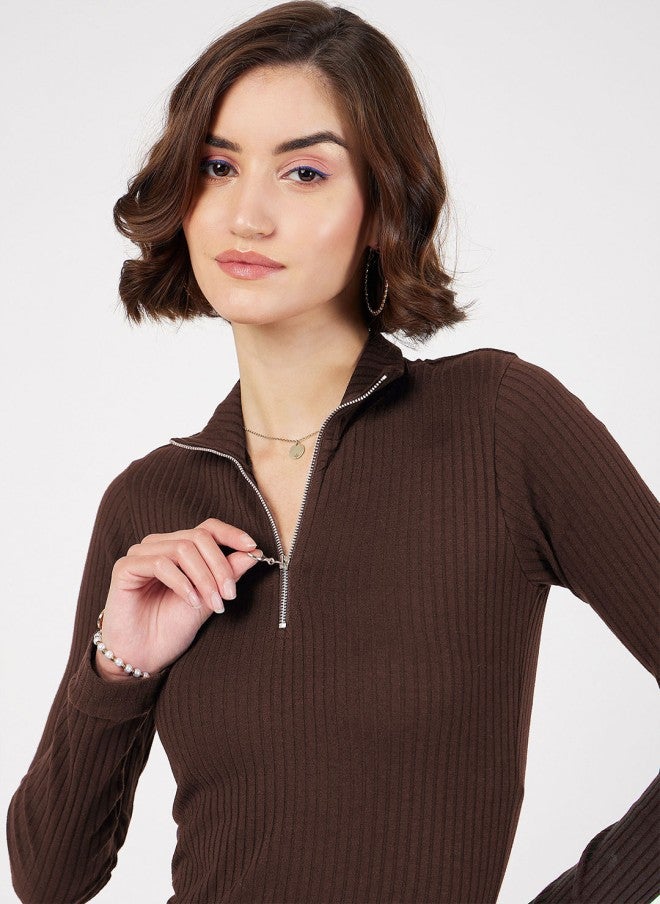 ساسافراس فستان ميدي ضيق لون بني للنساء - Image 2