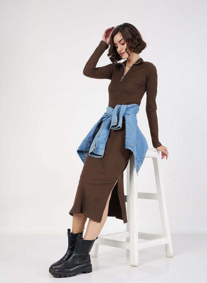 ساسافراس فستان ميدي ضيق لون بني للنساء - Image 5