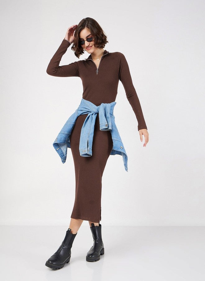 ساسافراس فستان ميدي ضيق لون بني للنساء - Image 4