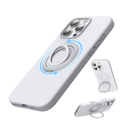 SURPHY 360 Magnetic Stand for iPhone 16 Pro Max Case with Finger Ring Compatible with MagSafe Ring Stand and Finger Ring Phone Case for 16 Pro Max 69 inch 2024 White Titanium - Image 1