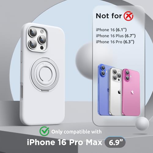 SURPHY 360 Magnetic Stand for iPhone 16 Pro Max Case with Finger Ring Compatible with MagSafe Ring Stand and Finger Ring Phone Case for 16 Pro Max 69 inch 2024 White Titanium - Image 3