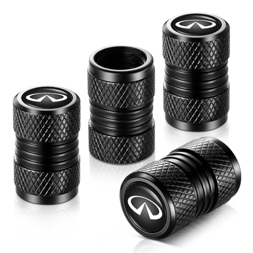 YHEESHIGN Tire Valve Stem Caps Compatible with Infiniti Series Stem Cap Universal Car Air Cover Car Accessories for Cars SUV Truck Motorcycles 4pcs Black - Image 1
