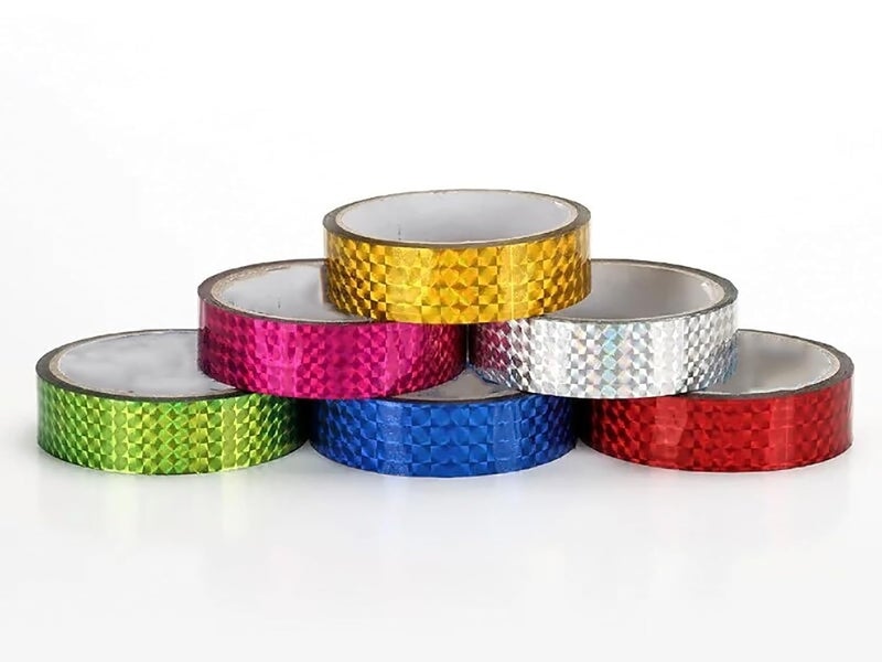 D-Fix ® شريط لاصق ليزر لامع ملون، لفات شريط سيلوفان زينة، شريط لامع هولوجرافيك، عبوة من 12 - Image 2