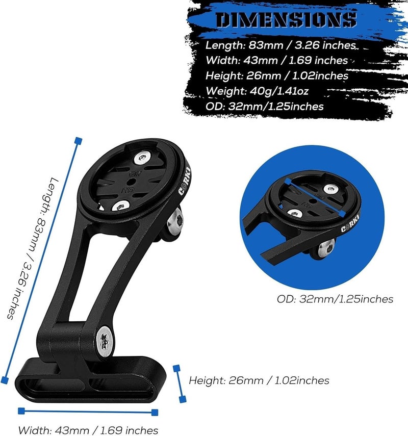 corki Cycles Adjustable Angle Out Front Stem Mounted Cycle Computer Bike Mount Compatible with Garmin Wahoo Bryton Cateye - Image 4