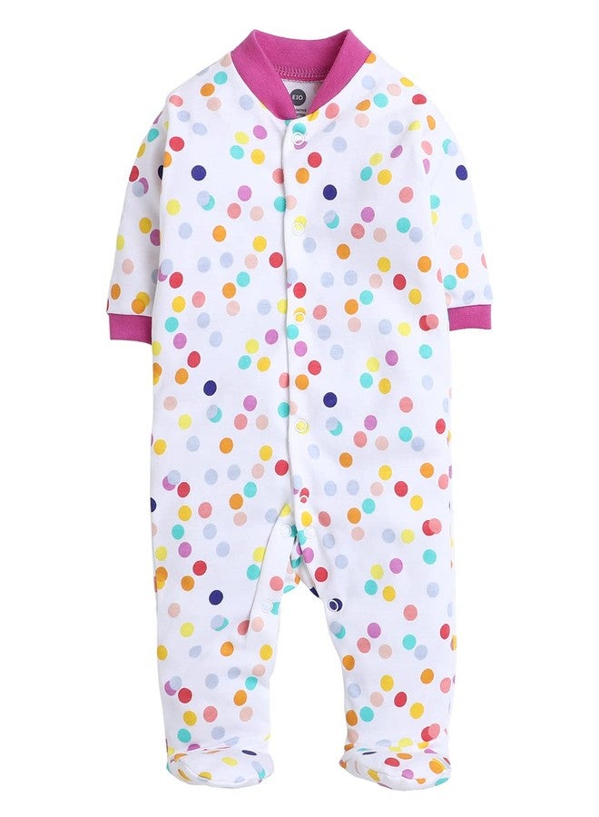 EIO� 100% Cotton Rompers/Sleepsuit for Newborn Baby Boys & Girls Pack of 3 Purple - Image 2