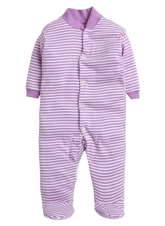 EIO� 100% Cotton Rompers/Sleepsuit for Newborn Baby Boys & Girls Pack of 3 Purple - Image 5