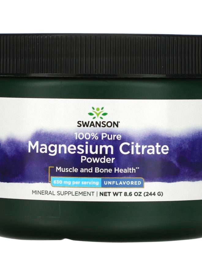 SWANSON 100% Pure Magnesium Citrate Powder Unflavored 630 mg 8.6 oz (244 g)