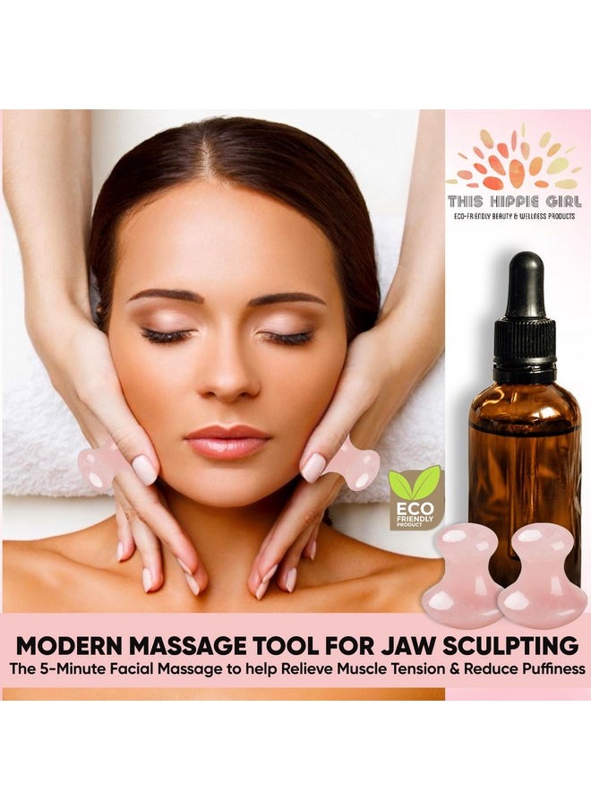 Boho Aromatic Boho Aromatic This Hippie Girl Gua Sha Mushroom Set, Jaw Sculpting Tools, Rose Quartz Facial Toning and Yoga Sculpt Massage Tool, 2 Gua Sha Mushrooms for Skin and Facial Treatment, Facecare Tools  - Image 2