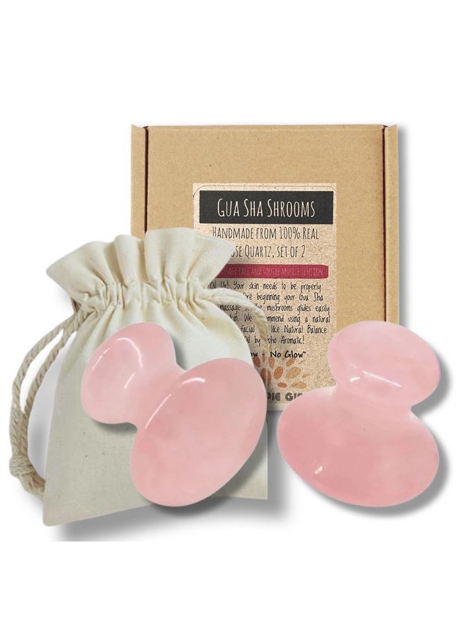 Boho Aromatic Boho Aromatic This Hippie Girl Gua Sha Mushroom Set, Jaw Sculpting Tools, Rose Quartz Facial Toning and Yoga Sculpt Massage Tool, 2 Gua Sha Mushrooms for Skin and Facial Treatment, Facecare Tools  - Image 1