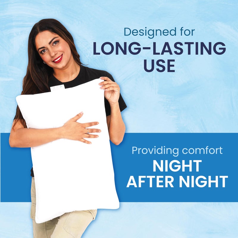 The Byke AHotel Retreat The Byke Home Comfort Eco Pillow | 17 x 27 Inches | Set of 2 I Premium Conjugate Fiber Filling | Soft Pillow for Sleeping | Soft Cotton Blend | Ideal for Hotels & Hospitals | Washable White Pillow  - Image 4