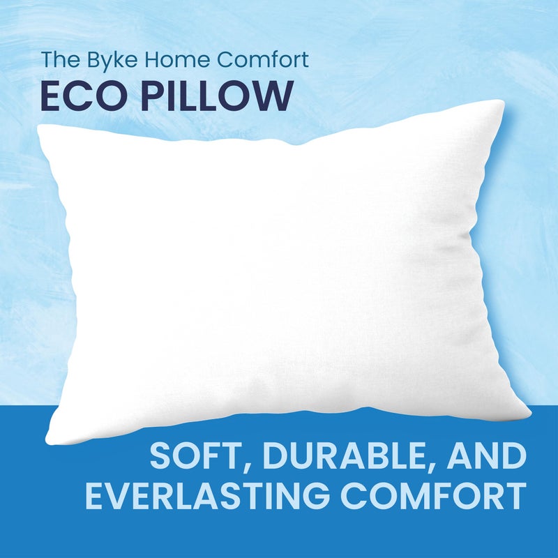 The Byke AHotel Retreat The Byke Home Comfort Eco Pillow | 17 x 27 Inches | Set of 2 I Premium Conjugate Fiber Filling | Soft Pillow for Sleeping | Soft Cotton Blend | Ideal for Hotels & Hospitals | Washable White Pillow  - Image 2