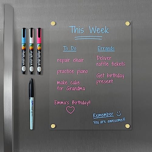 Visibly Magnetic Acrylic Blank Notes Board for Fridge, Wet/Dry-Erase Board for Refrigerator, Optional Color Marker Set - Image 1