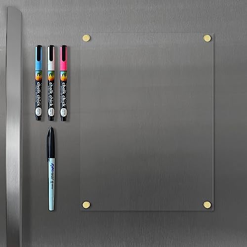 Visibly Magnetic Acrylic Blank Notes Board for Fridge, Wet/Dry-Erase Board for Refrigerator, Optional Color Marker Set - Image 2