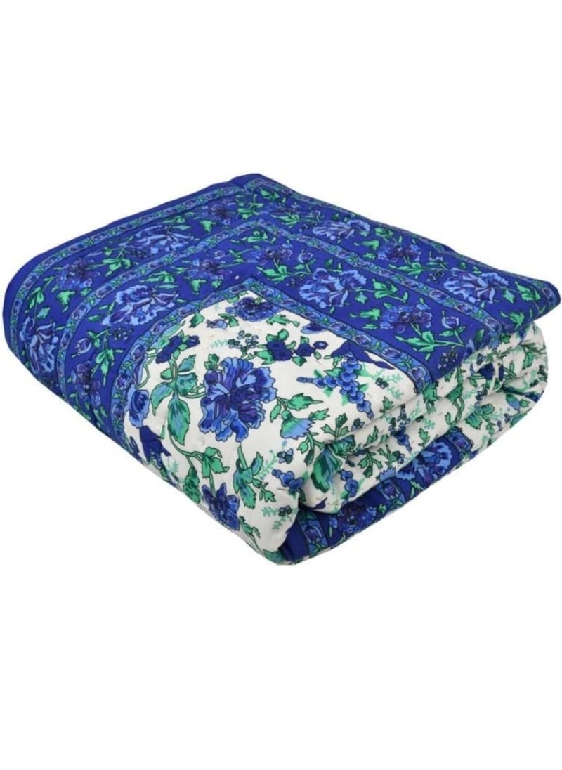 Indiafab Textiles Indiafab Textiles 100 Cotton Reversible Single Bed Quilt 85X55 InchSingle Bed DoharACBlanketQuilt Block Printed Reversible Single Bed Size Blankets Light Weight Quilt Duvet  - Image 3