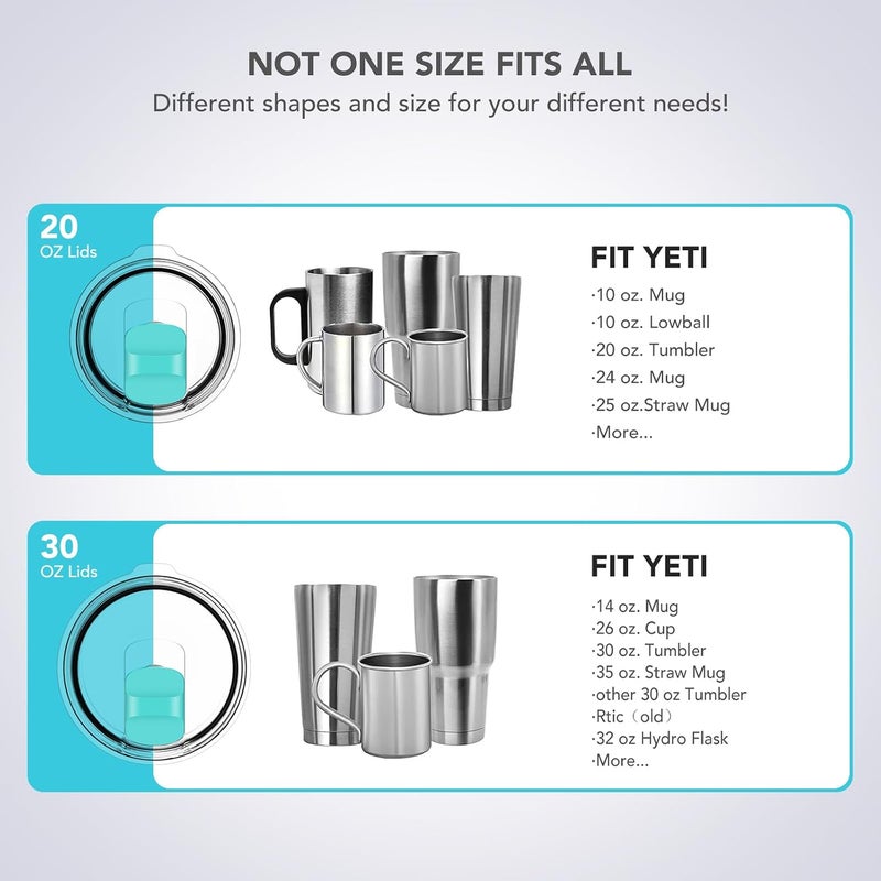 SOONSURE 30 oz Tumbler Lid, Replacement Lids Compatible for YETI 30 oz Tumbler, 14 oz Mug and 35 oz Straw Mug, Travel Spill Proof Cup Lids Covers with Magnetic Slider Switch, BPA Free - Image 2