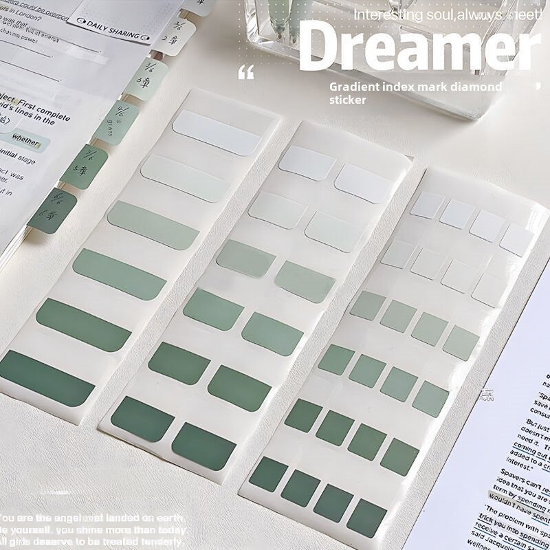 Generic Multi-Color Index Tabs Reusable Adhesive Labels Mint Milk Green 