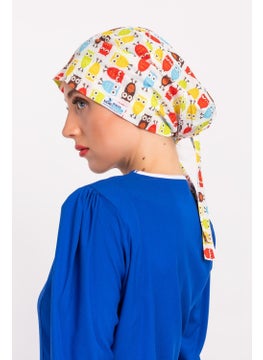 Nur Medikal Giyim Nur Medical Clothing Yellow Owl Patterned Hijab Nurse Doctor Bonnet  - Image 3