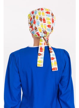 Nur Medikal Giyim Nur Medical Clothing Yellow Owl Patterned Hijab Nurse Doctor Bonnet  - Image 5