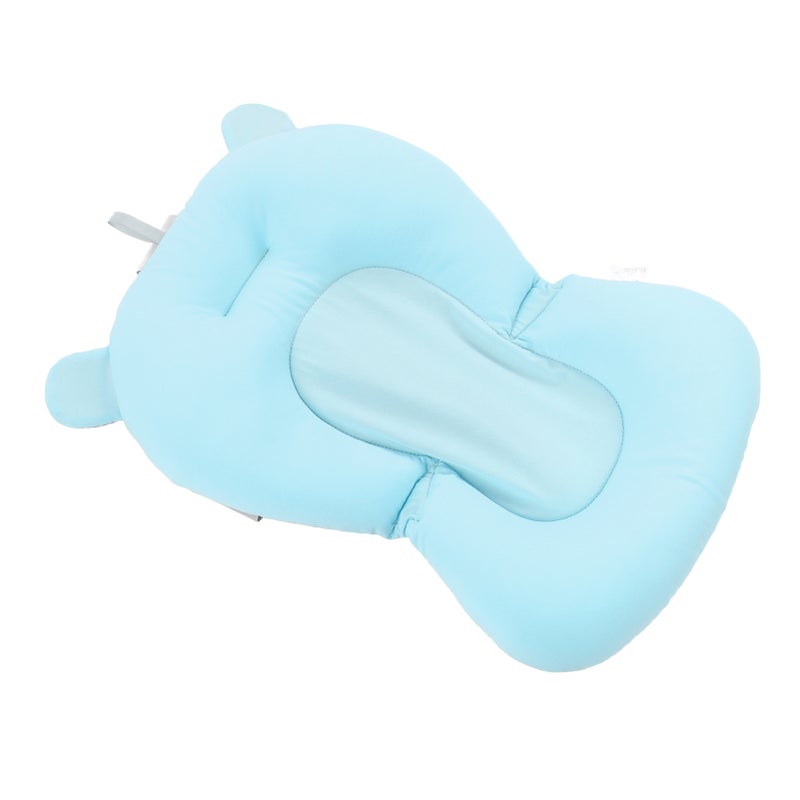Baby Bath Tub Seat Cushion: Blue Bear, 3 Snap Safety Belts, 3-Layer Odorless Healthy Material - Body & Neck Support, Quick-Dry Design for Newborns 0-12 Months - Image 5