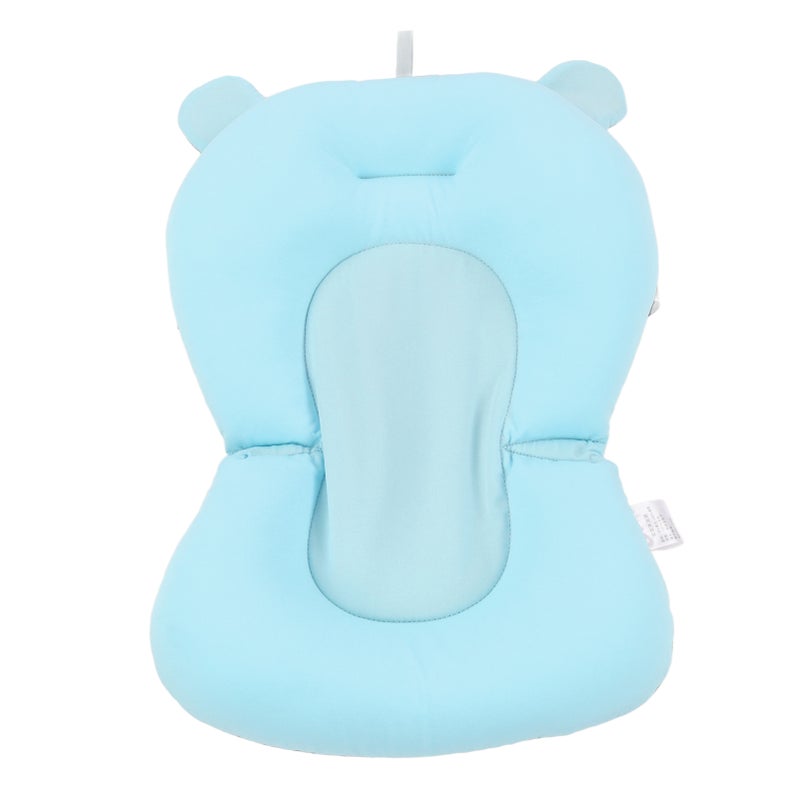 Baby Bath Tub Seat Cushion: Blue Bear, 3 Snap Safety Belts, 3-Layer Odorless Healthy Material - Body & Neck Support, Quick-Dry Design for Newborns 0-12 Months - Image 2