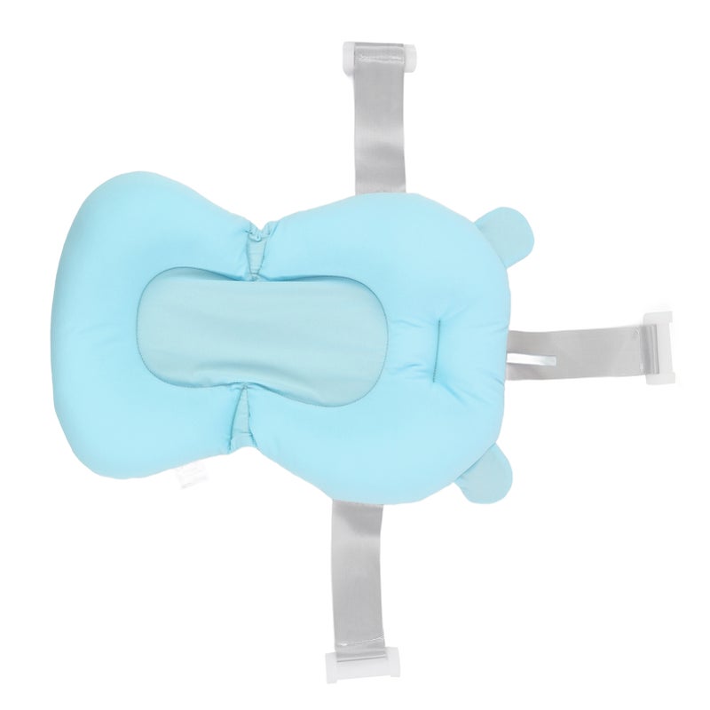 Baby Bath Tub Seat Cushion: Blue Bear, 3 Snap Safety Belts, 3-Layer Odorless Healthy Material - Body & Neck Support, Quick-Dry Design for Newborns 0-12 Months - Image 3