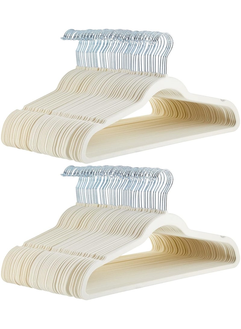 CityRiya-Long Velvet Hangers 100 Pack, Non-Slip Clothes Hangers, Suit Hangers, Robes Cloth Hanger, Heavy Duty Coat Hangers for Closet Organizer, Pants Hangers, Clothes Hanger for Robes, Coats, Pants & Dress - Image 1