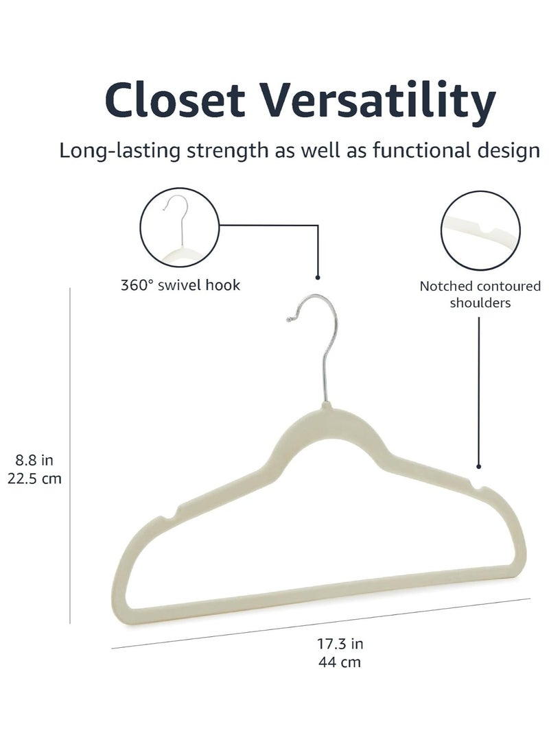 CityRiya-Long Velvet Hangers 100 Pack, Non-Slip Clothes Hangers, Suit Hangers, Robes Cloth Hanger, Heavy Duty Coat Hangers for Closet Organizer, Pants Hangers, Clothes Hanger for Robes, Coats, Pants & Dress - Image 3