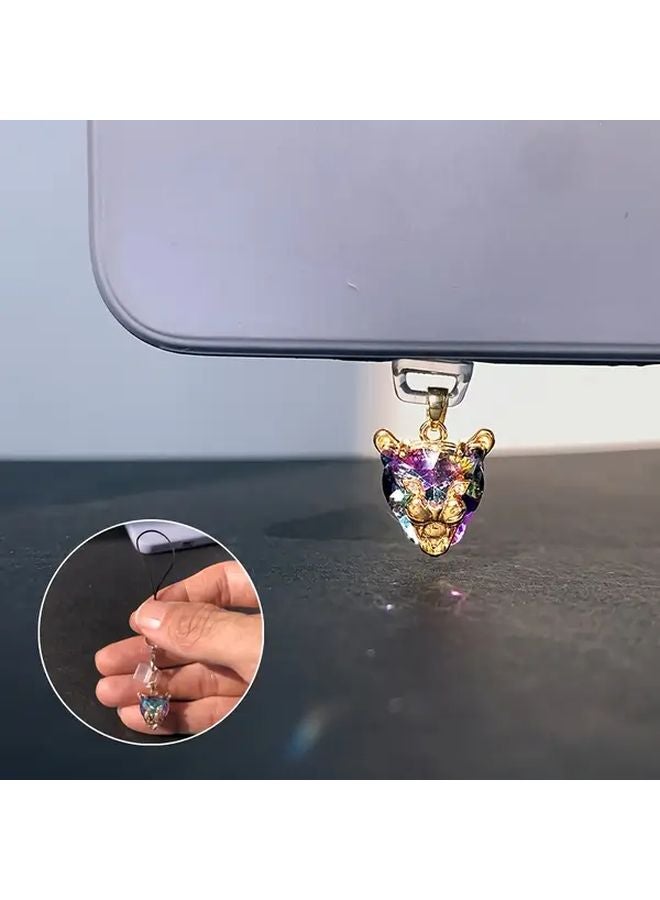 Leopard Head Phone Dust Plug Zirconia Copper For Type C Port Protection - Image 1