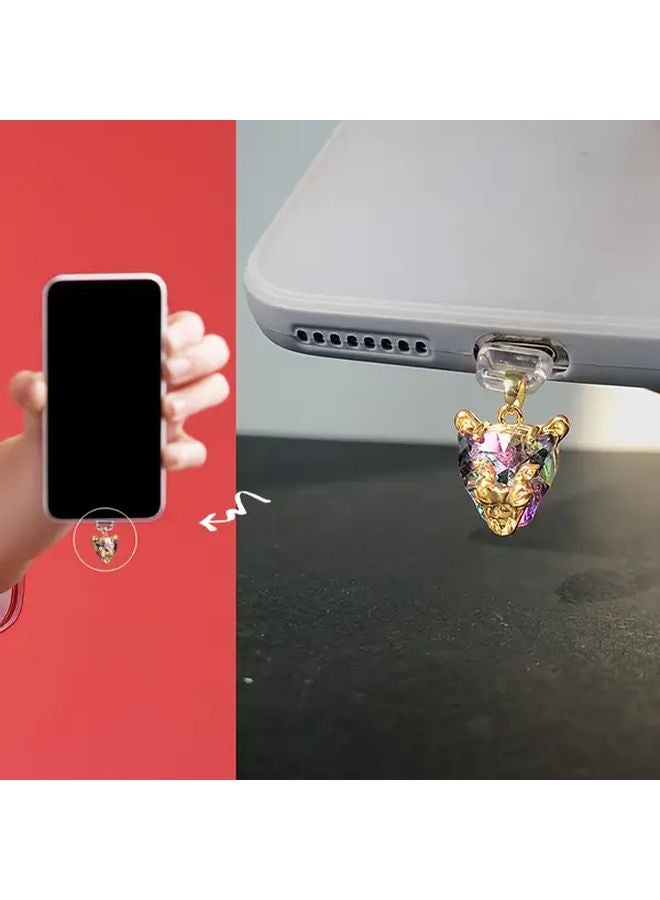 Leopard Head Phone Dust Plug Zirconia Copper For Type C Port Protection - Image 5
