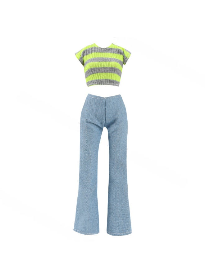 6 Points 30CM Bobby Doll Clothes Trousers T-shirt Summer New-Color:R195-1 (complete Set With Accessories)-Height:Style Look At The Picture - Image 2
