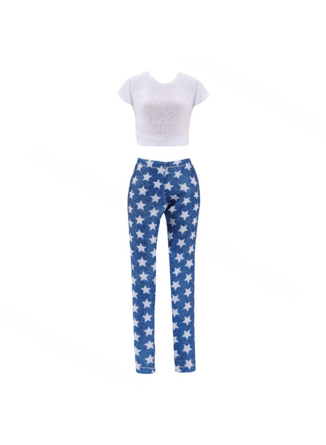 6 Points 30CM Bobby Doll Clothes Trousers T-shirt Summer New-Color:R195-1 (complete Set With Accessories)-Height:Style Look At The Picture - Image 4