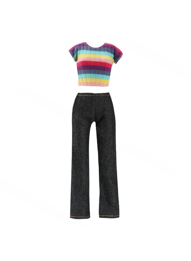 6 Points 30CM Bobby Doll Clothes Trousers T-shirt Summer New-Color:R195-1 (complete Set With Accessories)-Height:Style Look At The Picture - Image 3