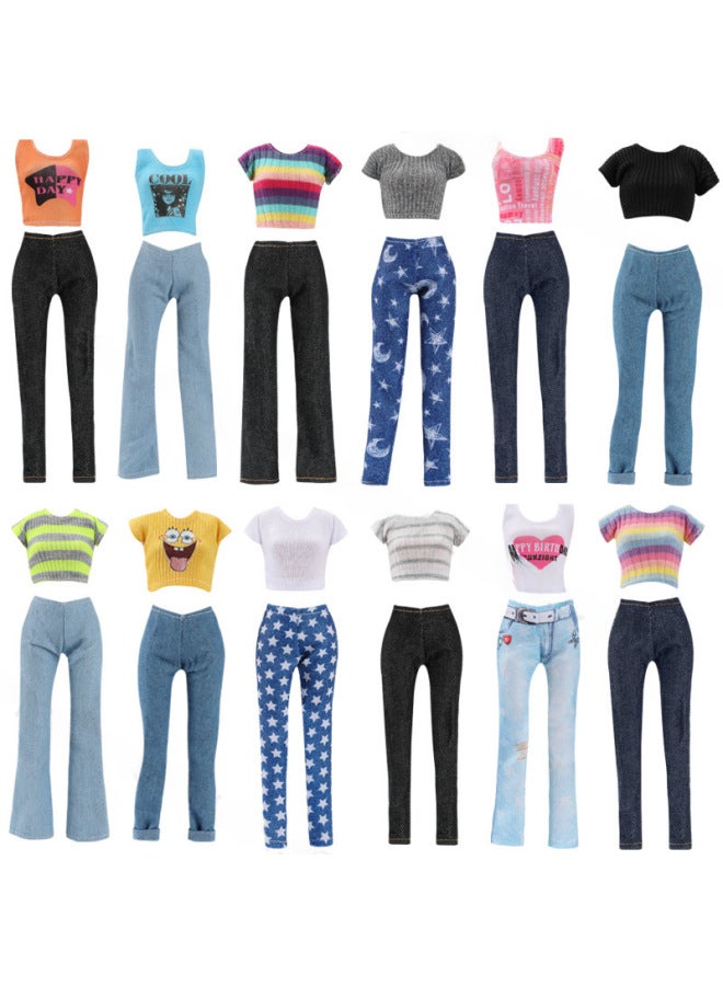 6 Points 30CM Bobby Doll Clothes Trousers T-shirt Summer New-Color:R195-1 (complete Set With Accessories)-Height:Style Look At The Picture - Image 1
