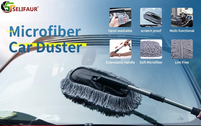 Selifaur Microfiber Flexible Duster Car Wash | Car Cleaning Accessories | Microfiber | Brushes | Dry/Wet Home, Kitchen, Office Cleaning Brush with Expandable Handle for Kia Seltos - Image 2