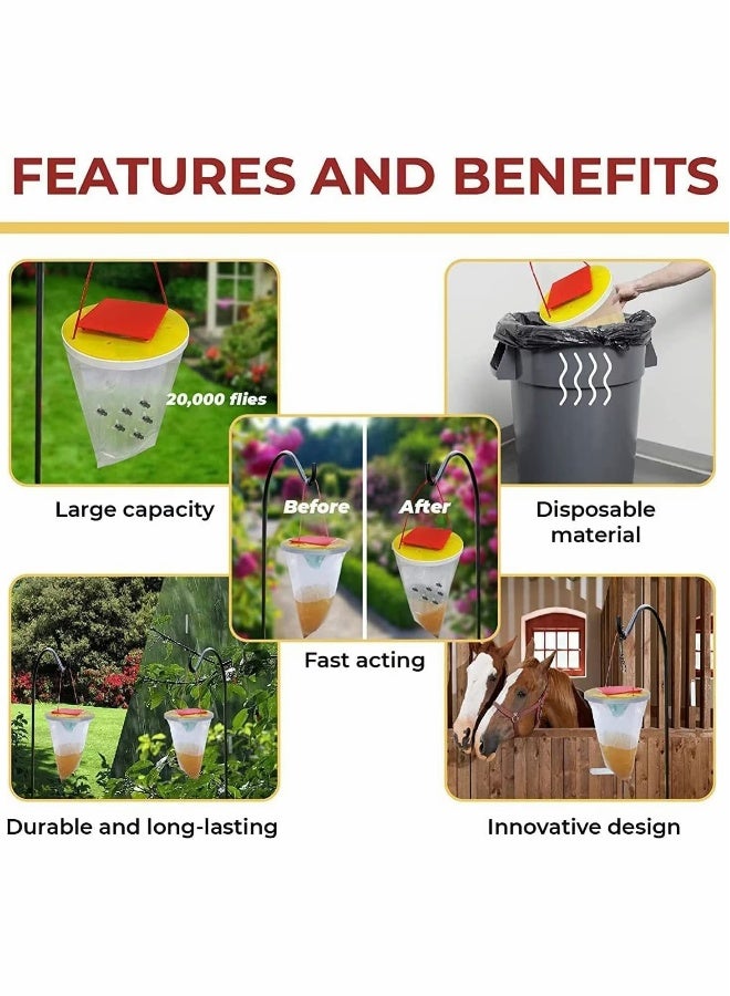 Generic Fly Catcher, 2 Pack FlyTrap Outdoor Hanging Disposable Ranch Fly Trap Catcher Bag with Fly Bait, Fly Killer Repellent for Outdoor Garden, Farm, Horse Barn  - Image 2