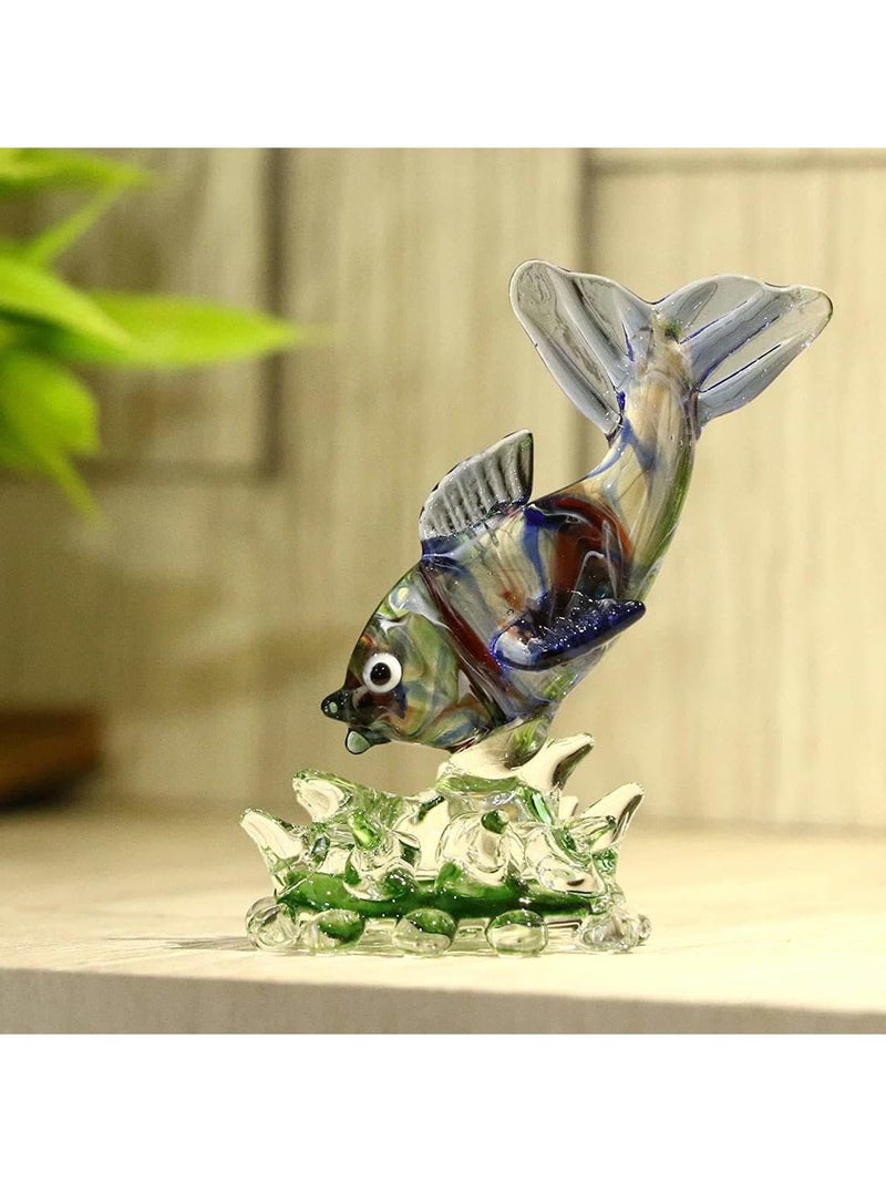 Somil Enjoying Fish Crystal Glass Decorative Gifting Showpiece, Multi, 7 X 4 X 10 Cm, Made By Hand from Expert Artisans - Image 1