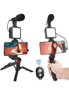 smartphone Vlogging Kit for Starter Video Recording the set with Fill Light Microphone Tripod Phone Clip