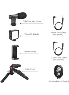 Plynox smartphone Vlogging Kit for Starter Video Recording the set with Fill Light Microphone Tripod Phone Clip  - Image 5