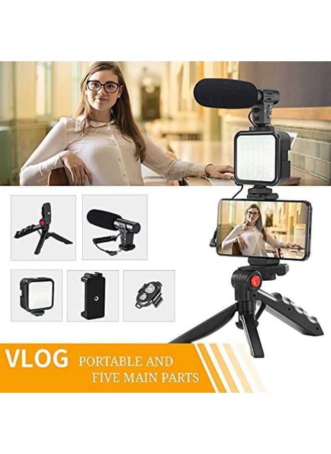 Plynox - smartphone Vlogging Kit for Starter Video Recording the set with Fill Light Microphone Tripod Phone Clip - Image 1