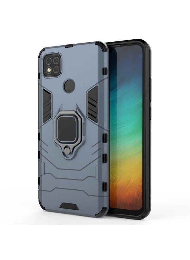 HuHa Case Cover For Xiaomi Redmi 9C PC + TPU Anti-fall Protective Case with Magnetic Ring Holder Navy Blue 