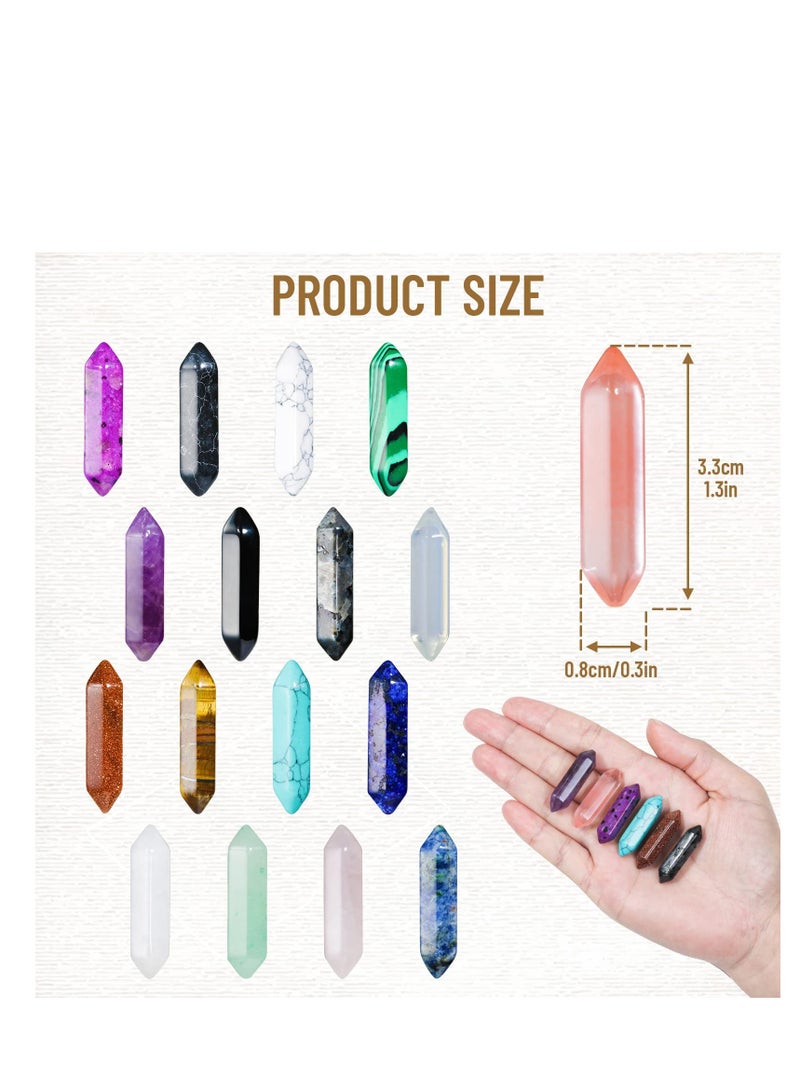 Excefore 17Pcs Healing Crystals Stones Sets Hexagonal Bullet Shaped Reiki Meditation Gemstone Chakra Stones Tiger Eye Obsidian Quartz Crystals Gemstone Wand Set Pendants with Storage Box - Image 5