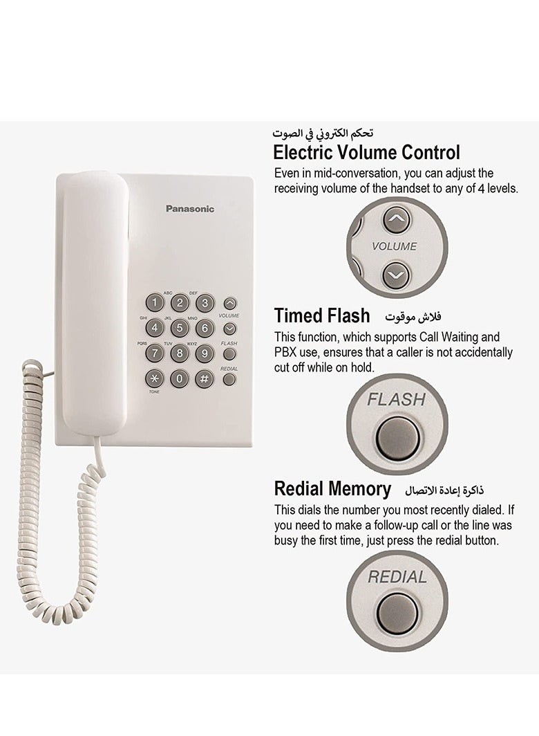 باناسونيك مجموعة هاتف أرضي بسلك واحد KX-TS500FX - Image 5