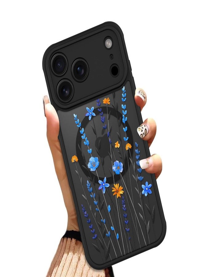 أو أو كيه جراب OOK لهاتف iPhone 17 Pro مقاس 6.3 بوصة (متوافق مع MagSafe) - غطاء هاتف شفاف مزين بزهور زرقاء لطيفة - مصنوع من مادة TPU ناعمة + مادة PC صلبة - مقاوم للخدش والصدمات - جراب مغناطيسي للنساء - Image 1